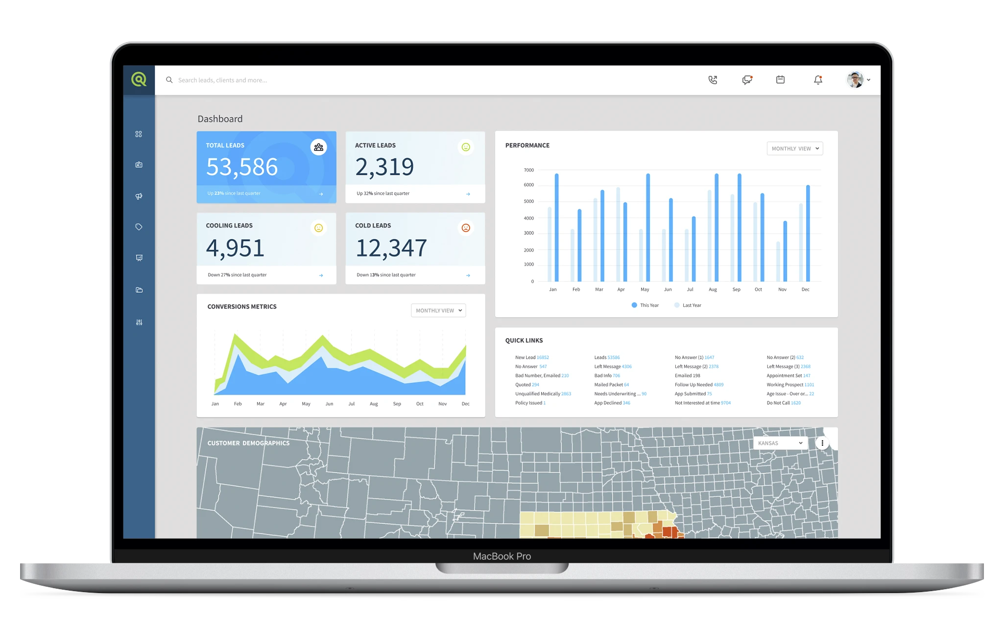 Agency operations dashboard mockup in laptop frame