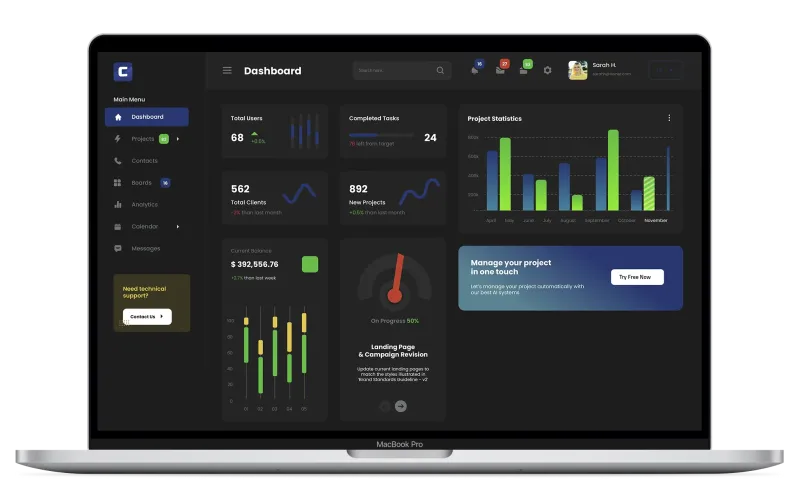Web application portal and admin dashboard