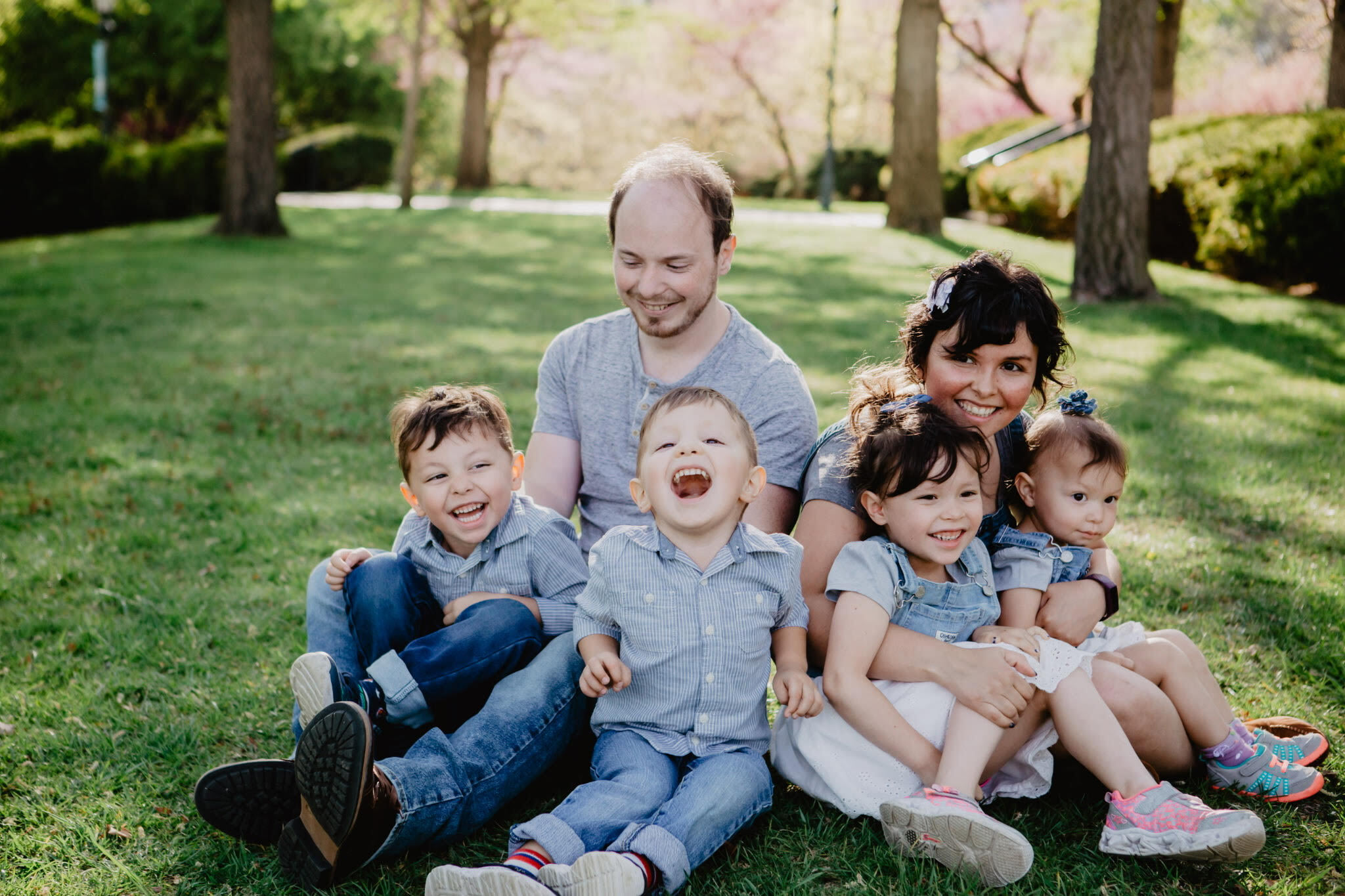 Justin with his wife and four children